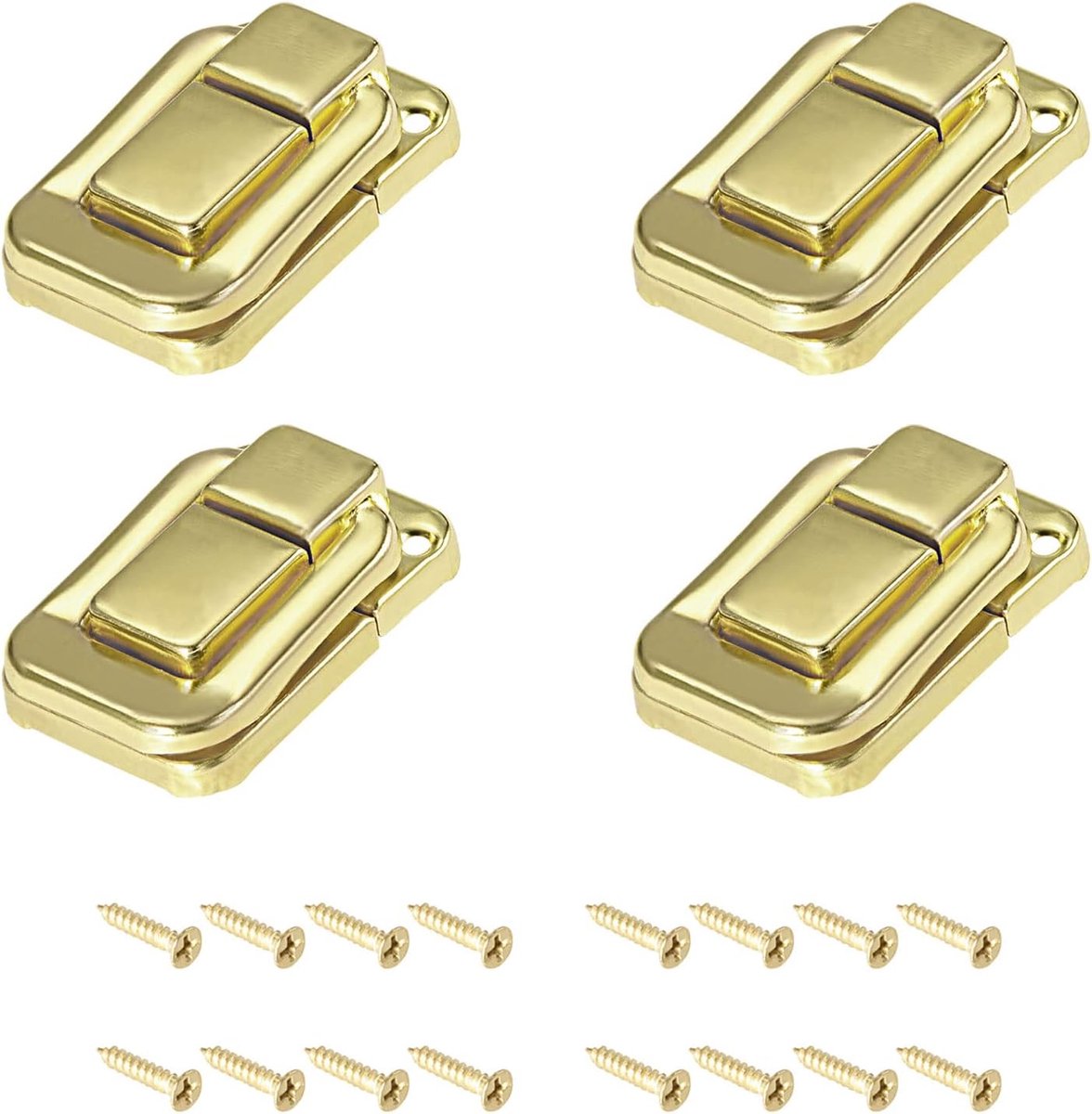 Kantelhendel sluiting (38 mm x 25 mm) 4 stuks ijzeren haspelsloten - voor kasten dozen koffers goud tint