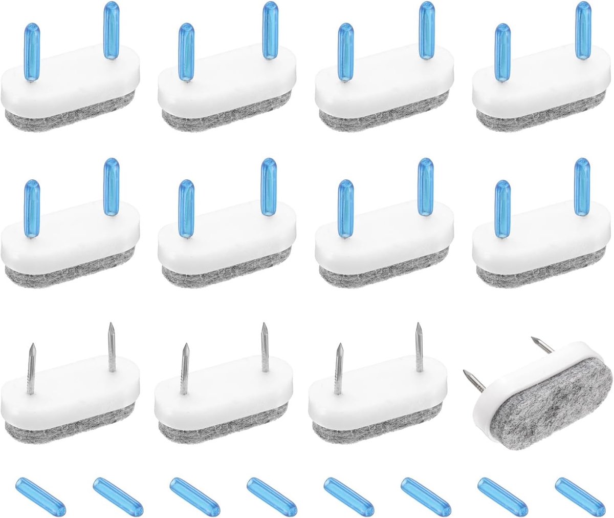 12 stuks nagel-op vilten meubelglijders, afgeronde rechthoekige vilten pads, meubelglijders, vloerbeschermers voor houten meubels, tafel, bank, stoelpoot (18 mm, wit)