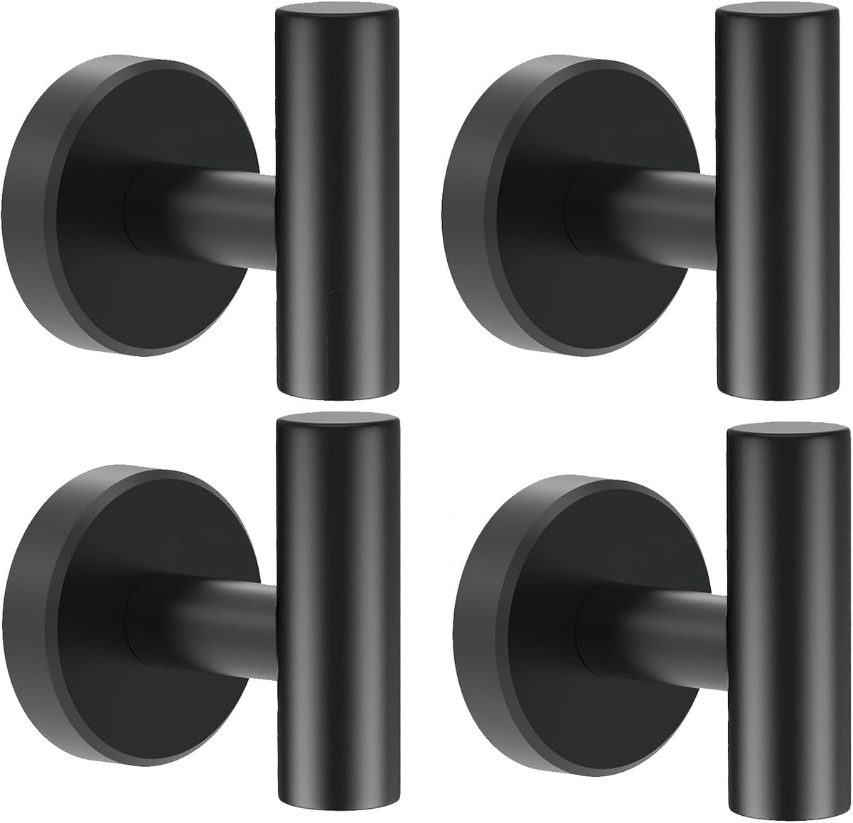 handdoekhaak, 4 stuks schroeven in metalen kapstokhaken, SUS 304 zware kleverige haken hanger voor slaapkamer, badkamer, keuken, hotel, kasten, kantoor, deuren, muren, jassen