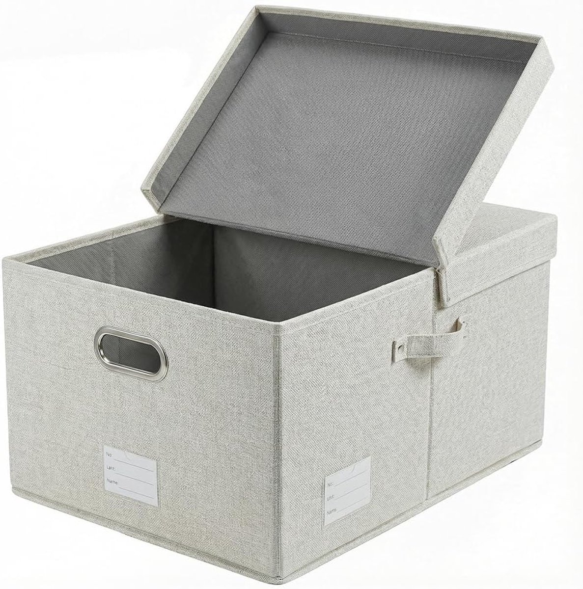 Grote opbergdozen met deksel,opbergdoos opvouwbare decoratieve,linnen stof organizer containers mand kubus met handgrepen,beige [1 stuks]58x40x30cm