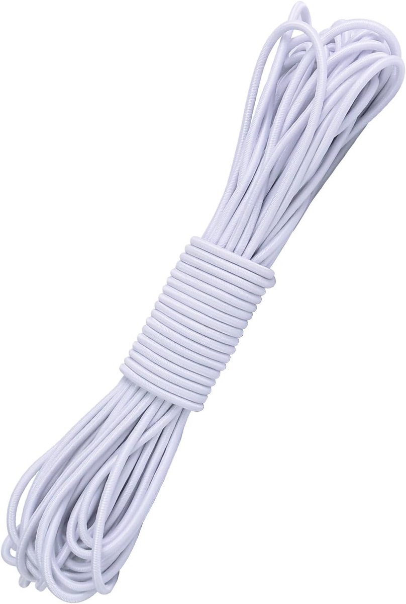 touw, 3 mm, 12 m, wit expandertouw, dekzeil, weerbestendig spantouw, rubberen koord, rubberen koord voor doe-het-zelf knutselen, naaien, bagage, camping (wit, 3 mm x 12 m)