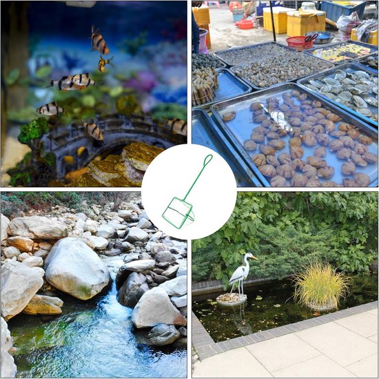 chenyu 2 stuks schepnet voor aquarium, groen, 15,2 cm, met kunststof handvat, vierkant, geschikt voor het vangen van kleine vissen en garnalen — afbeelding 5