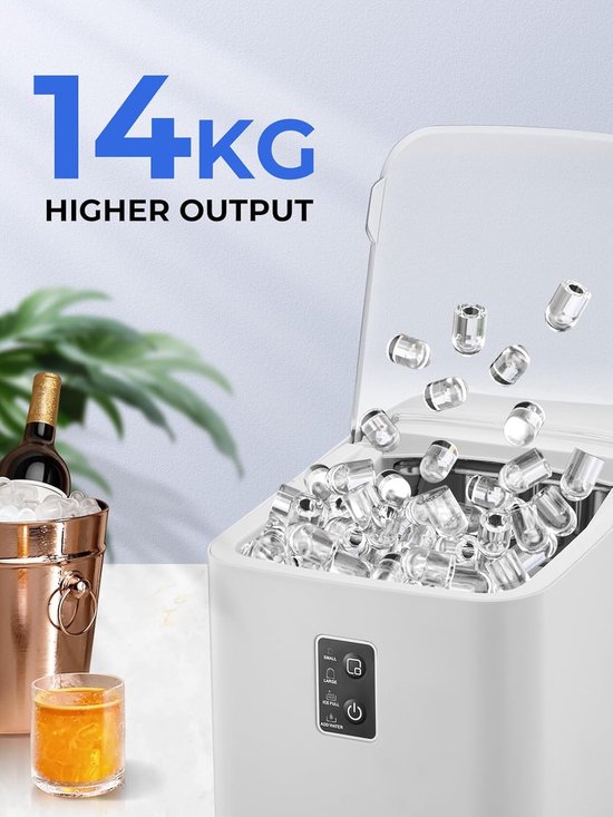 IJsmachine - IJsmaker Blokjes - Drankjes Koelen - Snelle IJsvorming - 14kg per 24 uur - Wit — afbeelding 2