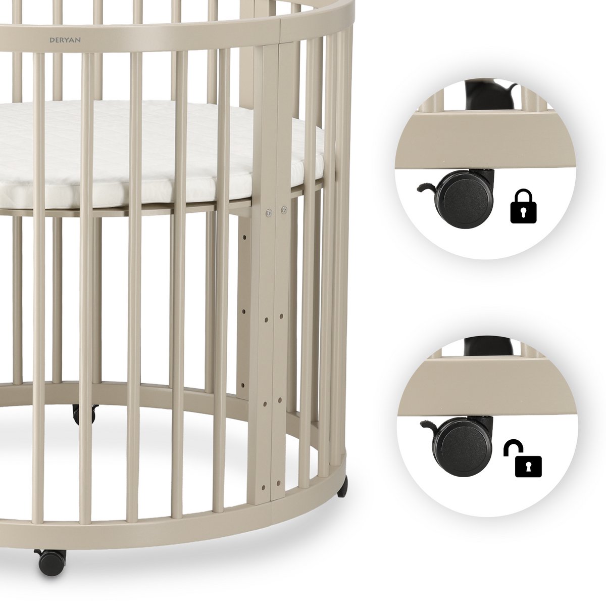 Deryan Willow Box - Ronde Houten Babybox inclusief Matras - Sand – foto 8