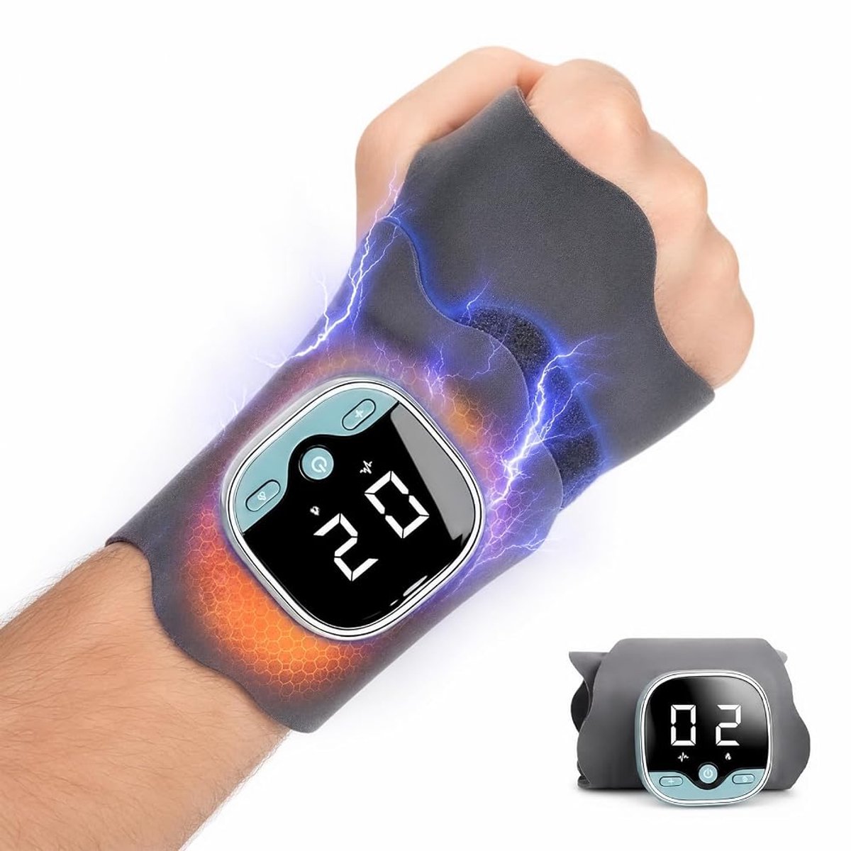 Handmassageapparaat met Warmtefunctie - 3 Warmtestanden - 5 Modi - 9 Intensiteiten Verstelbare Polsbrace - Oplaadbaar