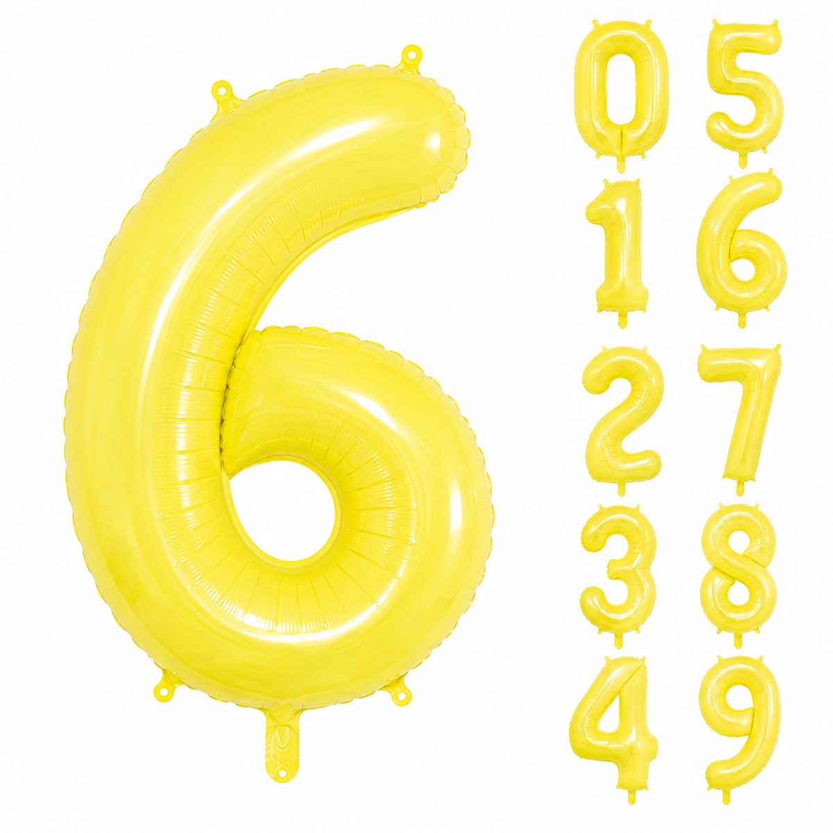 Fienosa Geel Cijfer 6 Ballon 101 CM - Nummer 6 - Cijferballon - XL Folieballon - Helium Ballon - Feestversiering - Verjaardag - Leeftijd - Getal