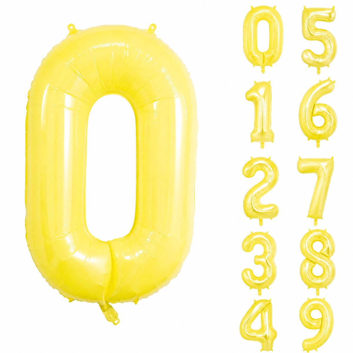 Fienosa Geel Cijfer 0 Ballon 101 CM - Nummer 0 - Cijferballon - XL Folieballon - Helium Ballon - Feestversiering - Verjaardag - Leeftijd - Getal