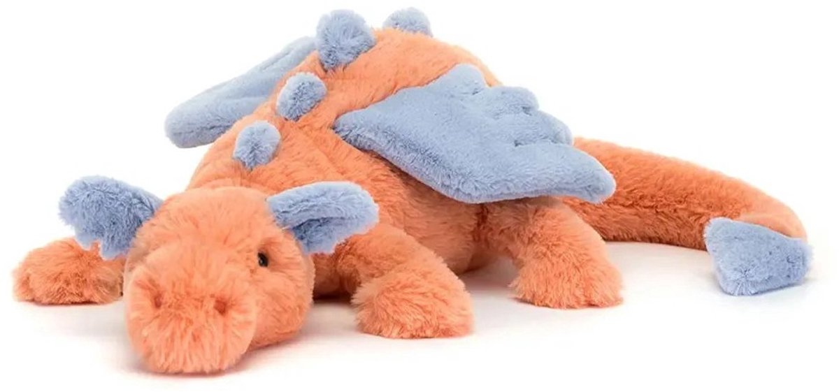 Casalora Pluche Knuffel - Draakkussen Drake Knuffel - 50cm - Schattig en Rustgevend - Sknuffel Dino Speelgoed- Koraalrood
