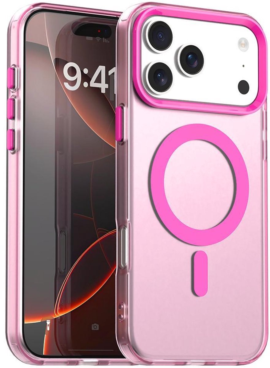 Mobigear Hoesje geschikt voor Apple iPhone 18 Pro Max MagSafe Telefoonhoesje Hardcase | Mobigear Shockproof Backcover | Geschikt voor MagSafe | Geschikt voor Draadloos Opladen met Magnetische Ring | Geschikt voor MagSafe Case - Rood