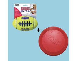 Combideal: Kong Airdog Football Small 9 cm + Kong Flyer Frisbee Rood 23 cm