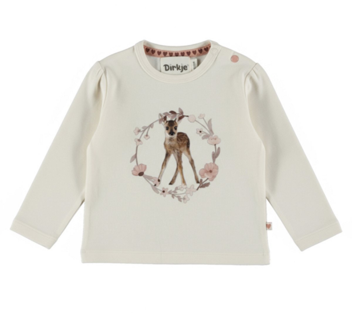 Dirkje - T-shirt - Longsleeve - Hertje - Antique white - Maat 68
