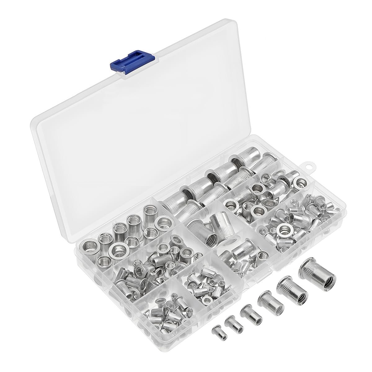 165 Stuks Metrische Klinkmoeren, Plat Kop Aluminium Klinkmoer, Aluminiumlegering Schroefdraad Klinkmoer Inzet, M3 M4 M5 M6 M8 M10