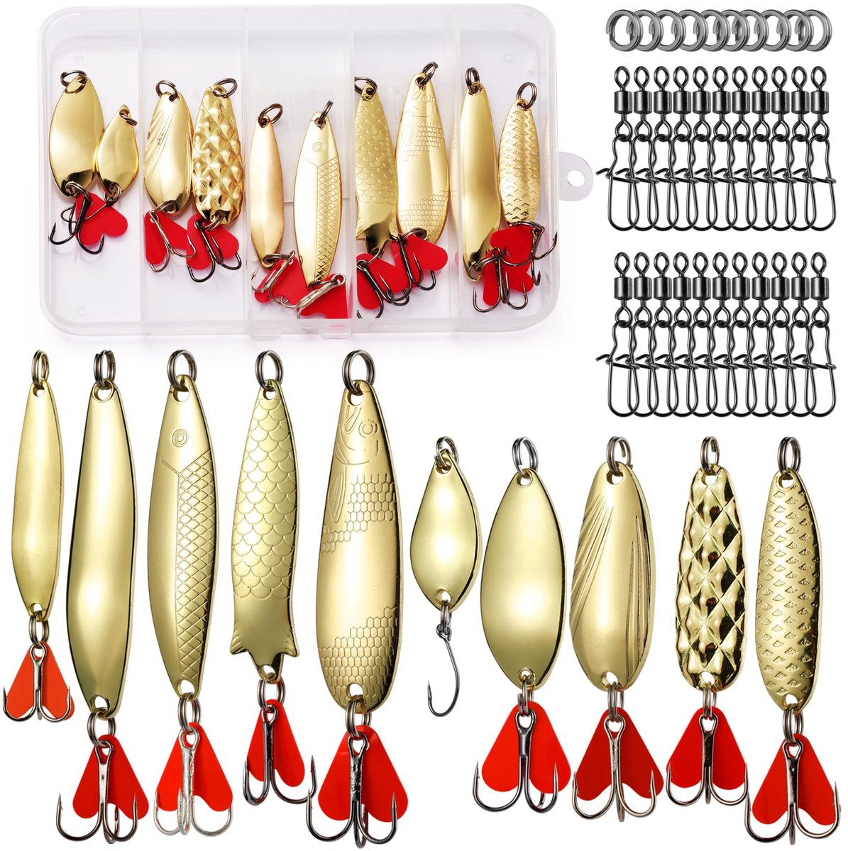 10 stuks visaasset, 5 g & 8 g, metalen visset, pailletten lepels forelset, zoetwater zout water visaccessoires, hoogwaardige forellepels, voor forel, baars, zalm, snoek