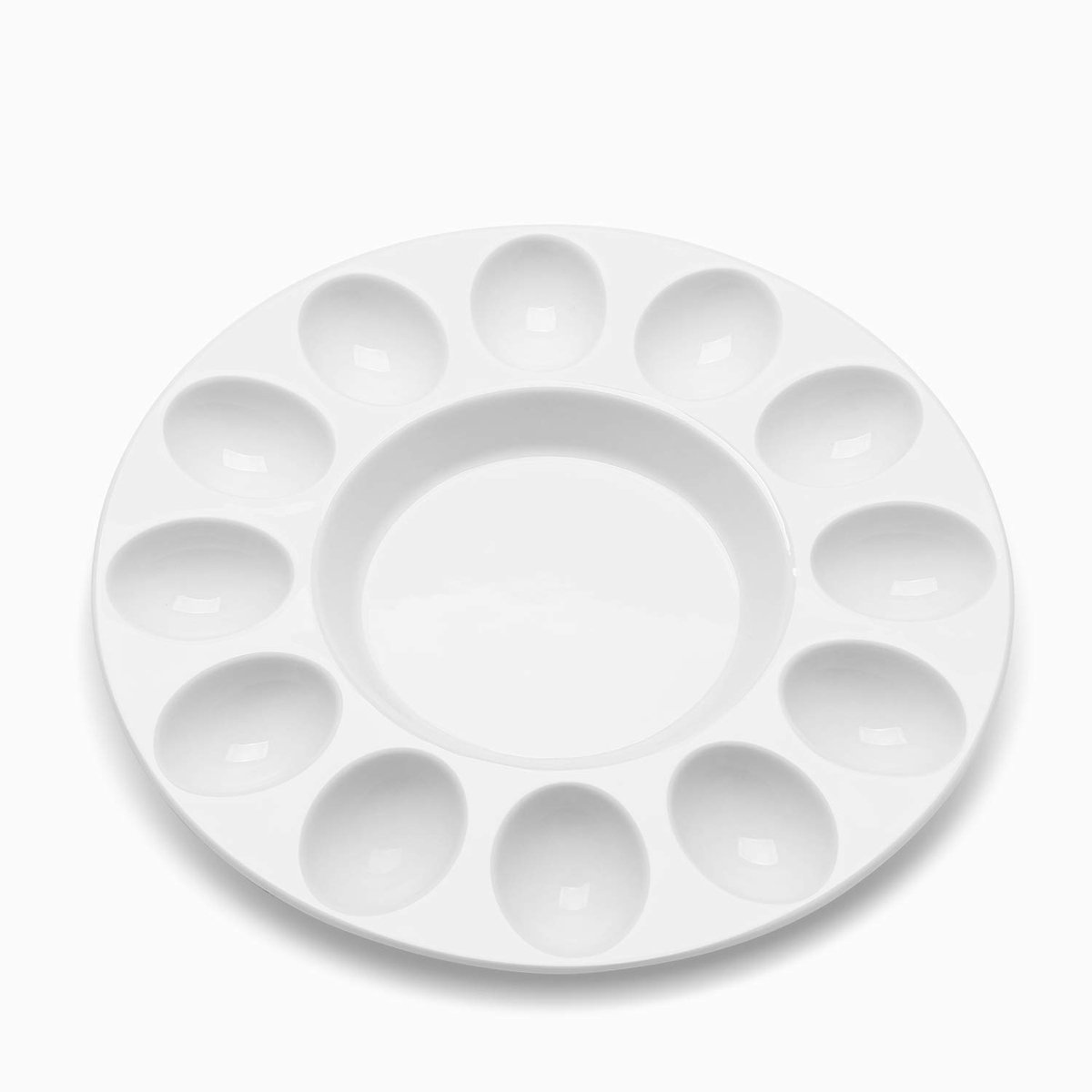 Deviled eierschaal - keramisch wit porselein 12 kopjes eieren serveerschaal cateringschaal voor hardgekookte duivelseieren, paaseierenhouder en woestijnen uniek decoratief keukenbord palet