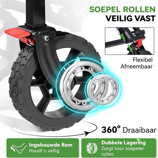 LNMsolutions® Bolderkar - Bolderkar Opvouwbaar - Inklapbare Bolderwagen - Zwart - 75cm x 48cm x 62cm van Lnmsolutions — afbeelding 4