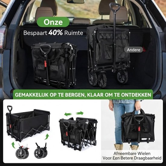 LNMsolutions® Bolderkar - Bolderkar Opvouwbaar - Inklapbare Bolderwagen - Zwart - 75cm x 48cm x 62cm van Lnmsolutions — afbeelding 5