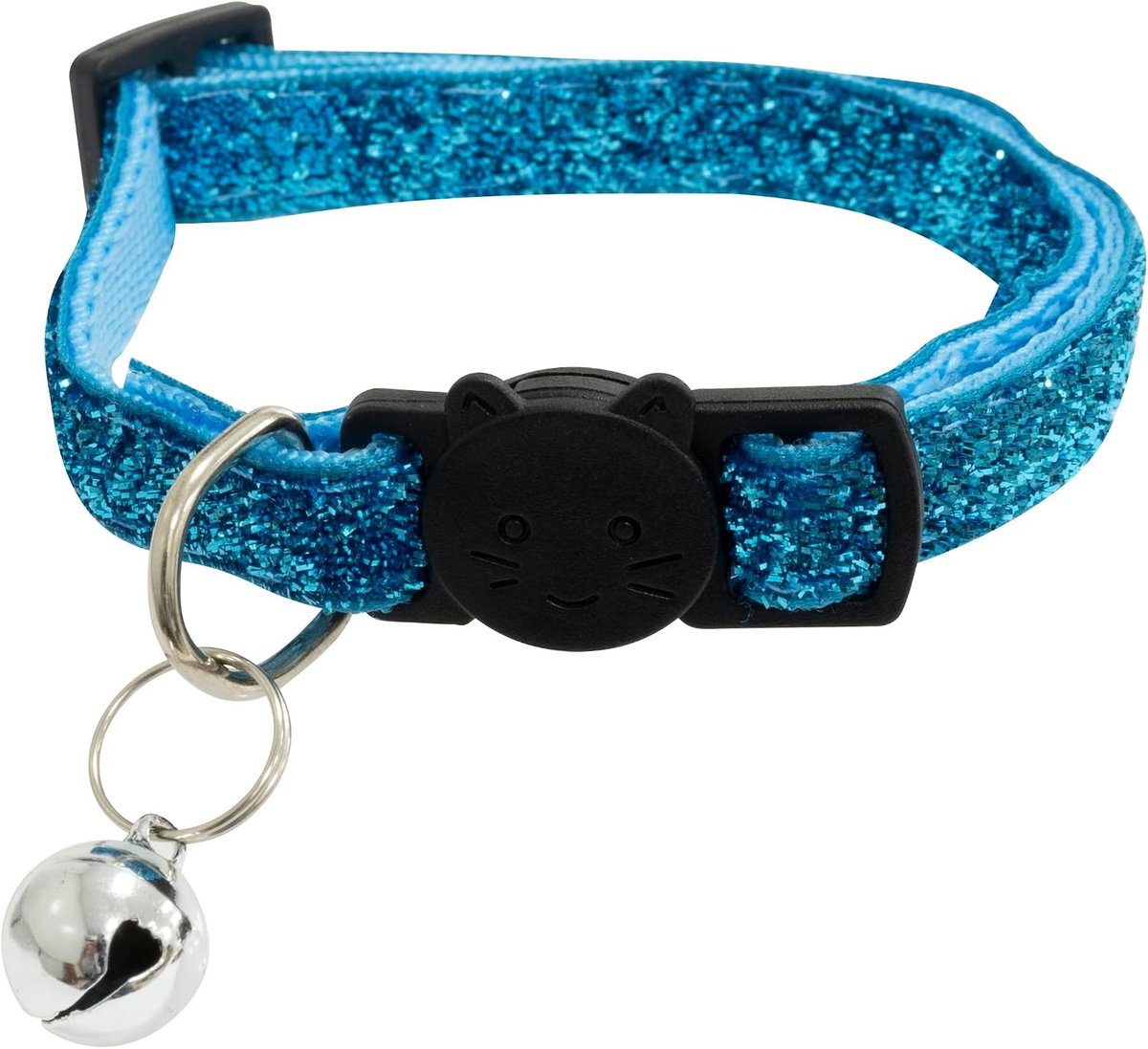 SnelShoppen - Verstelbare kattenhalsband 21-33 cm reflecterend met bellen - 10 mm breed - lichtblauw - veilige accessoires voor huisdieren