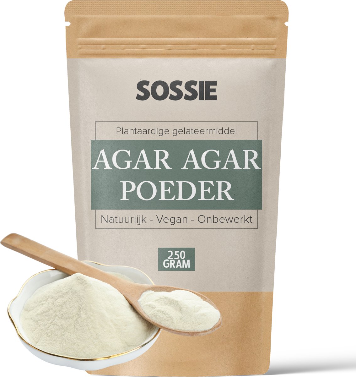 Agar Agar Poeder E406 (250g) – 100% Plantaardig Geleermiddel – Vegan Gelatinevervanger – Voor Pudding, Taarten & Desserts