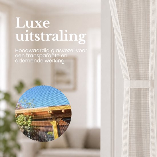O'DADDY® Deurgordijn Deluxe FIBER - Magnetisch Vliegengordijn - Voor Nieuwbouw en Standaard Deuren - Eenvoudige Installatie - Deurhor Wit - 100x260 cm van O'DADDY — afbeelding 5