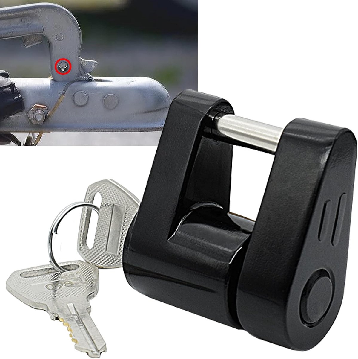 Kastslot voor personenauto's, aanhangers, slot, aanhangslot, diefstalbeveiliging, caravan, zeer veilig haakslot voor gangbare koppelingen