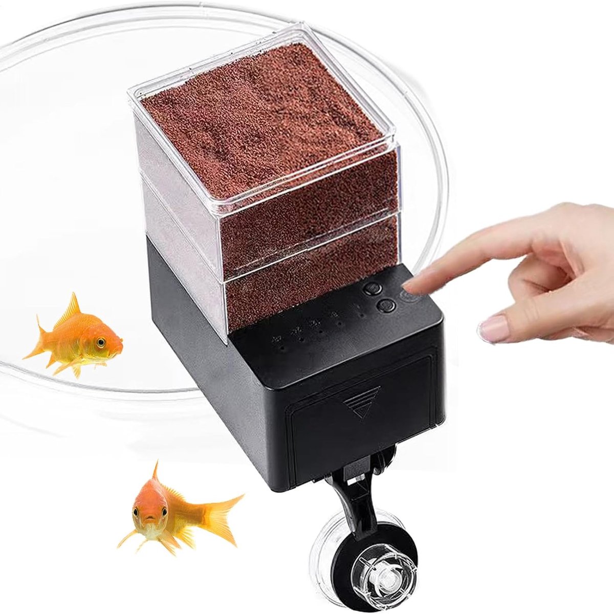 Automatische visvoeder-automatische visvoeder vijver - 5-traps instelbare slimme visvoeder - met timer voor aquariums, betta-vijvers, garnalen, hamsters en andere vissoorten - ideaal voor op vakantie - 21 x 8 x 11 cm