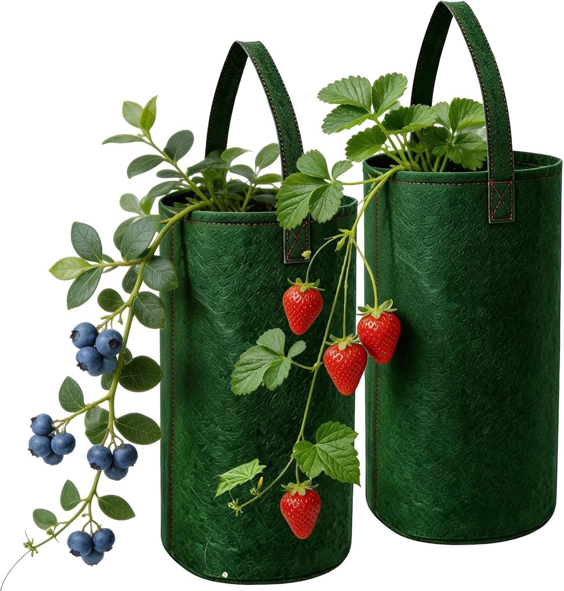 Zakken, 2 stuks, hangend, groen, tomaten, aardbeien, bloemen, groenten