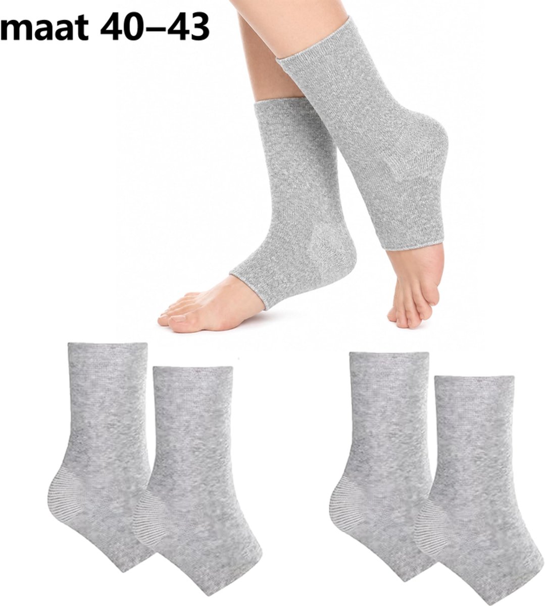 Bamboe Compressiesokken - Voor Vermoeide Voeten & Enkel - Maat L - Schoenmaat 40-43 - Lichte Ondersteuning - 2 Paar - Grijs