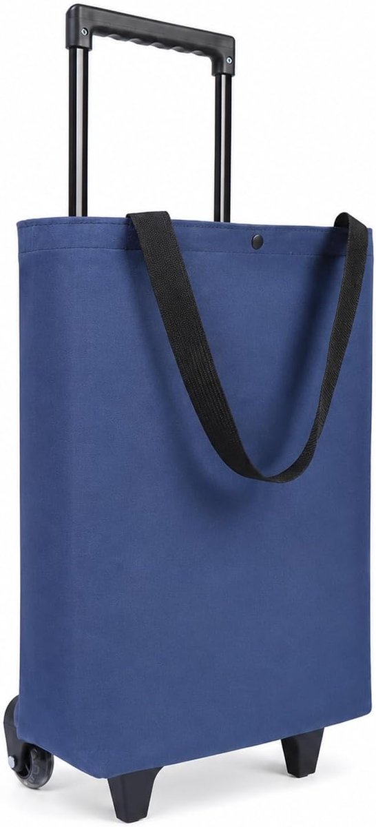 Opvouwbare Boodschappentrolley met Wielen, Grote Waterafstotende Oxford Tas op Wielen, Shopping Trolley voor Supermarkt, Reizen en Huishouden, Blauw