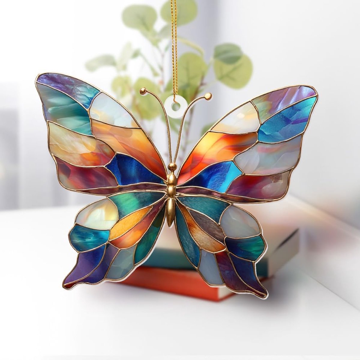 Hangende zonnevanger - Gebrandschilderd Vlinder Ornament - Acryl Kleurrijke Zonnevanger - Raamhangdecoratie - Kerstboom en Lentetuin Decoratie - Cadeau voor Vrouwen en Natuurliefhebbers - Sprookjesachtig Ontwerp - 2D - Vlak acryl