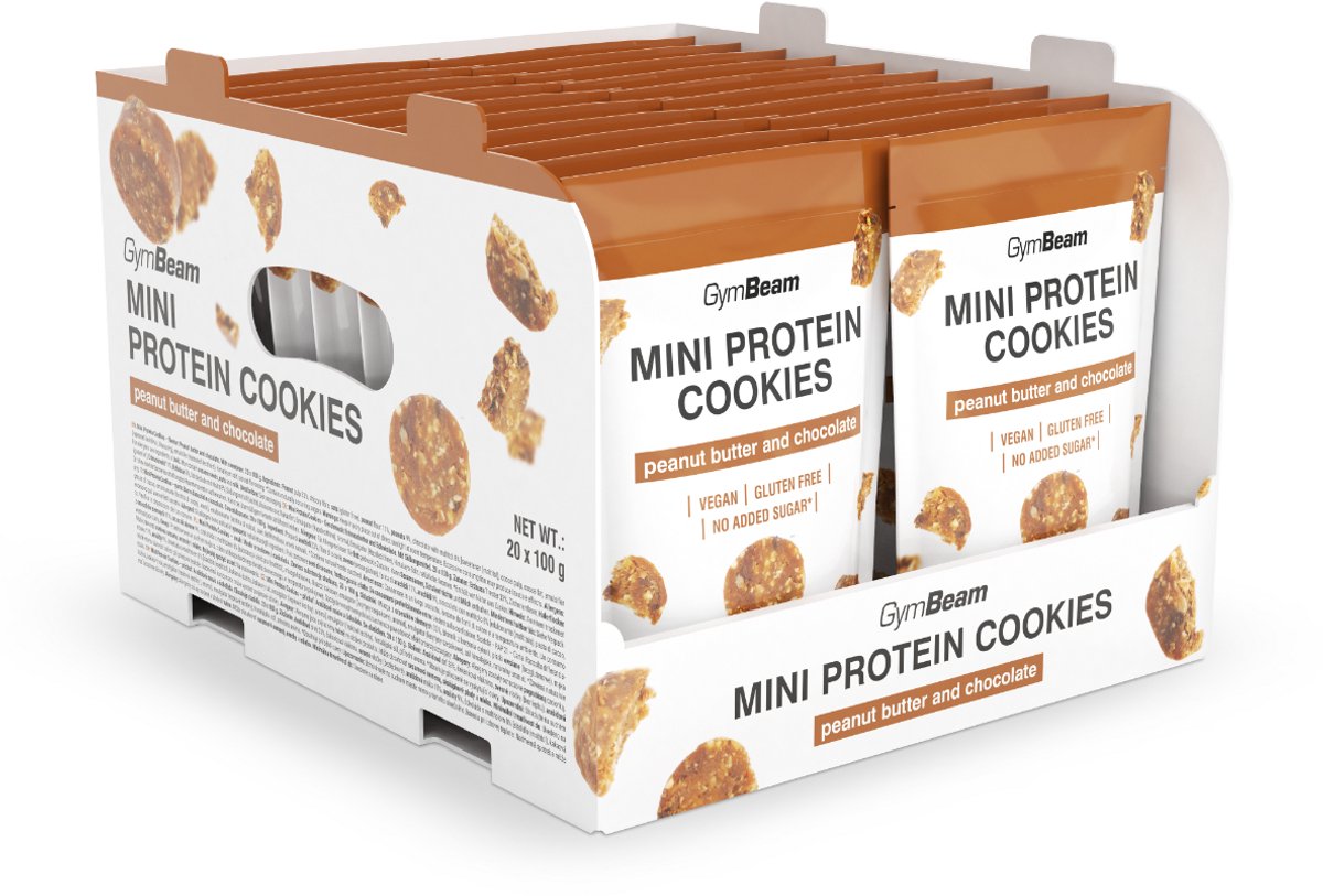 GymBeam Mini-eiwitkoekjes 20 x 100 g pindakaas-chocolade
