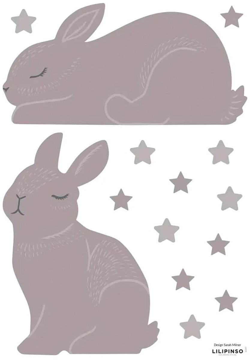 Lilipinso muursticker konijntje en sterren taupe