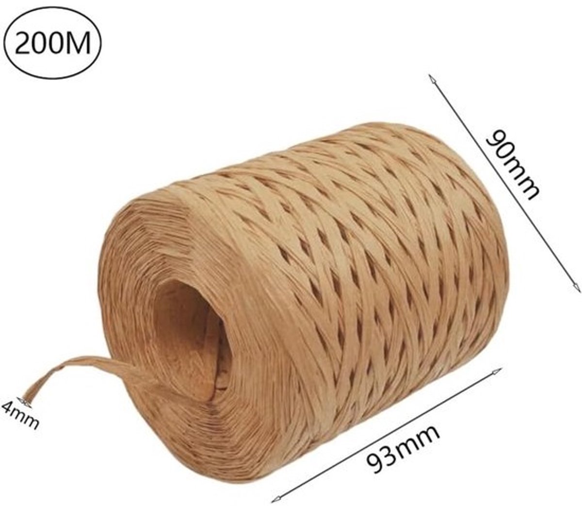 2 Rollen Raffia Papier Touw 400m - Natuurlijk Bindmateriaal voor Cadeauverpakking en Knutselen