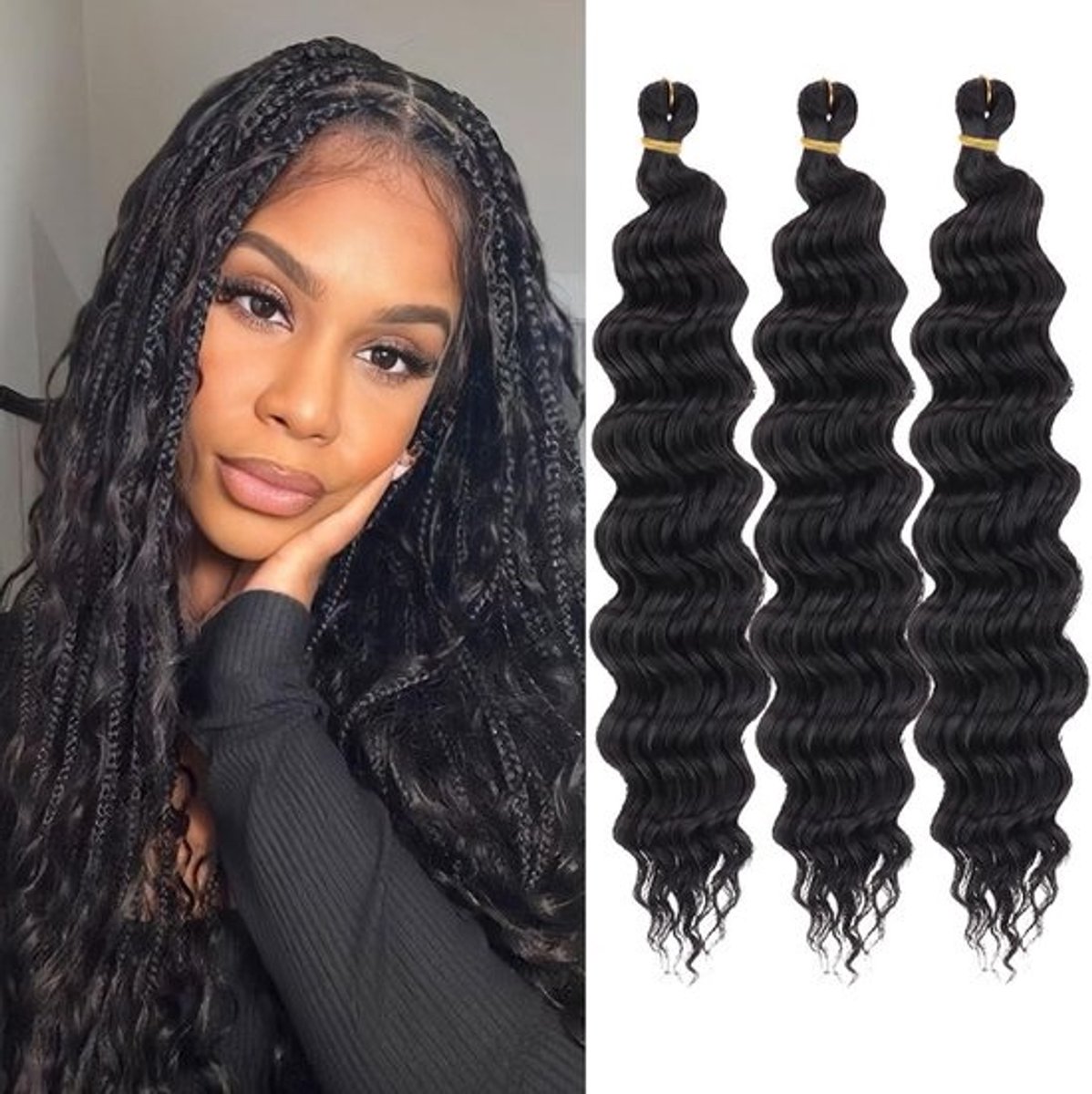 Synthetisch Diepe Golf Crochet Haar 35 cm Korte Watergolf Vlechtjes voor Dames