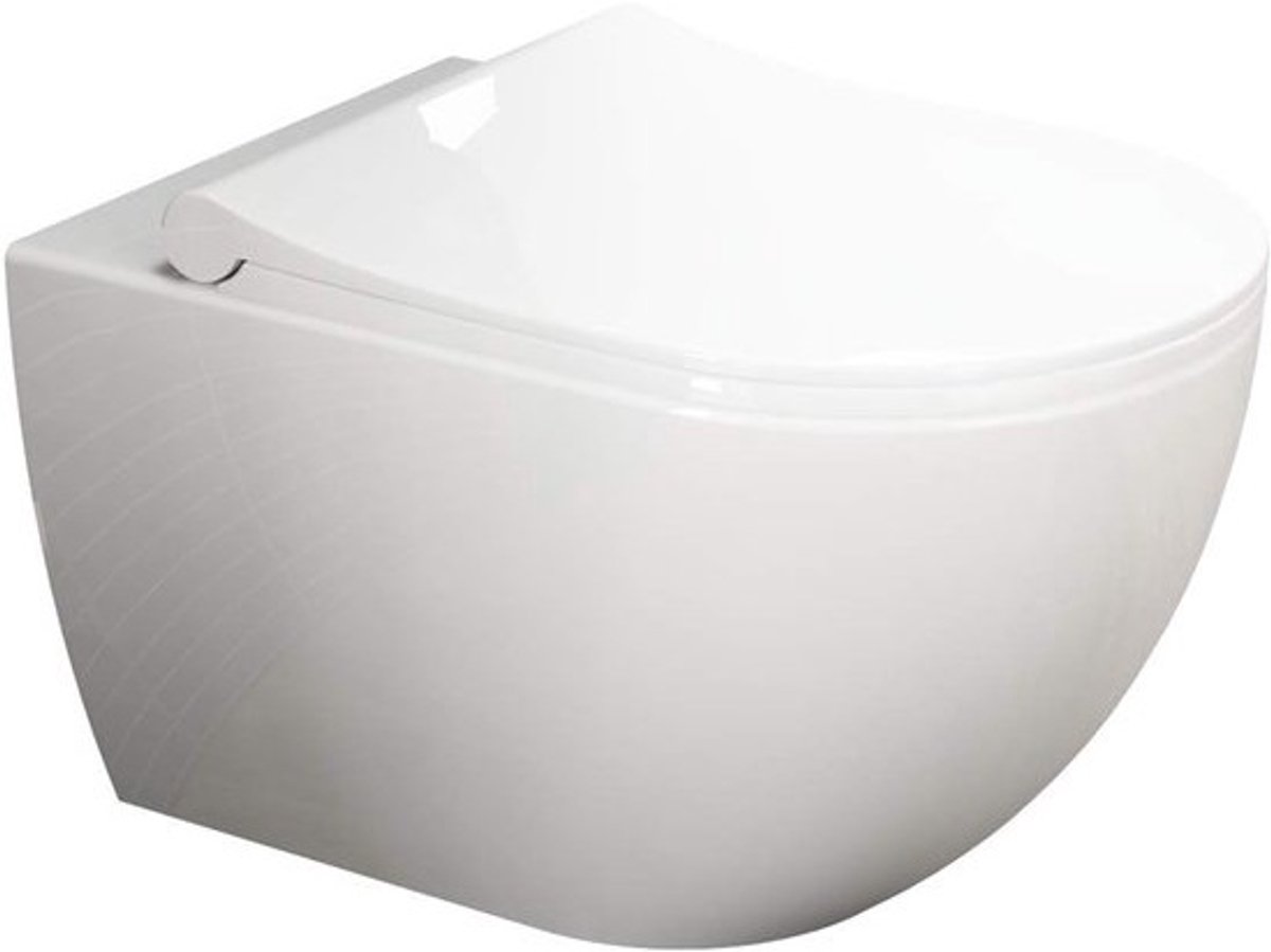 Hangend Toilet - Wandtoilet Keramiek - Badkamer Vernieuwen - Zonder Spoelrand - 51 cm - Wit