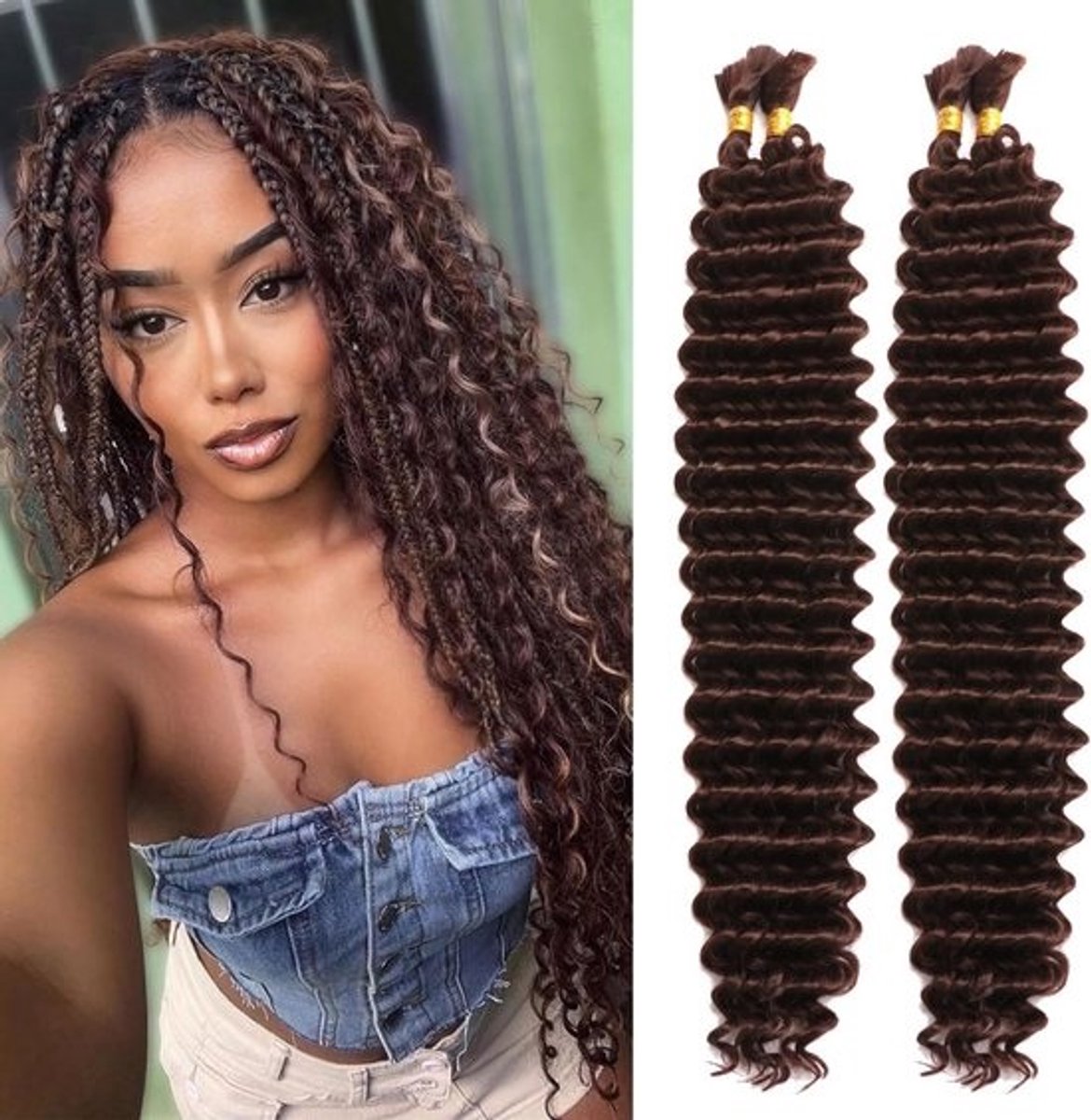 24 Inch Boho Vlechtwerk Haar voor Braids Golvend Krullend Synthetisch Haar Bundel