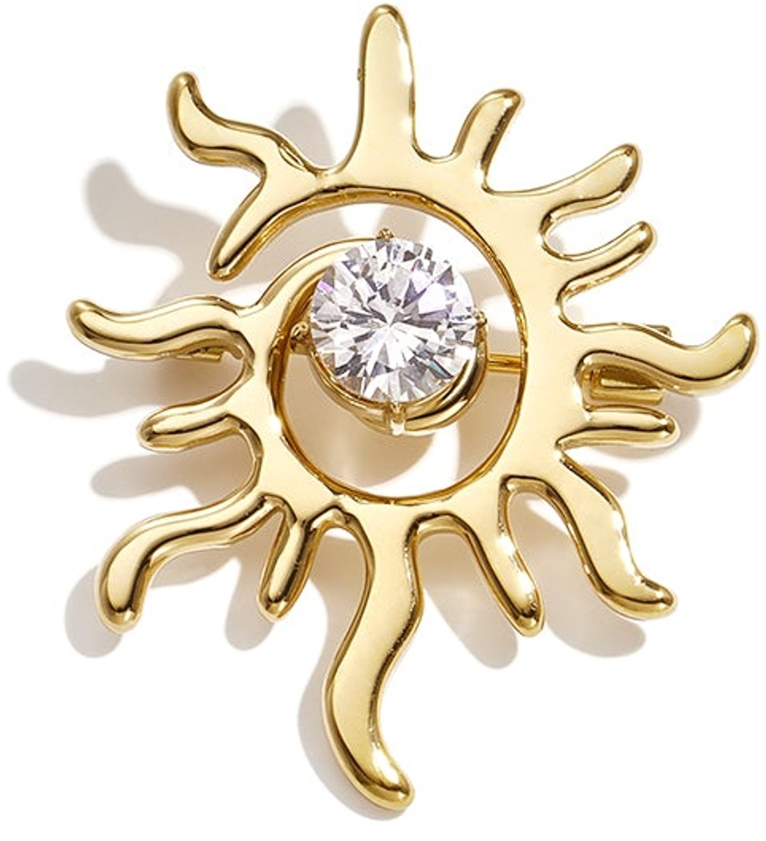 Solara - Zon Broche - Strass - Stainless Steel - - Goudkleur