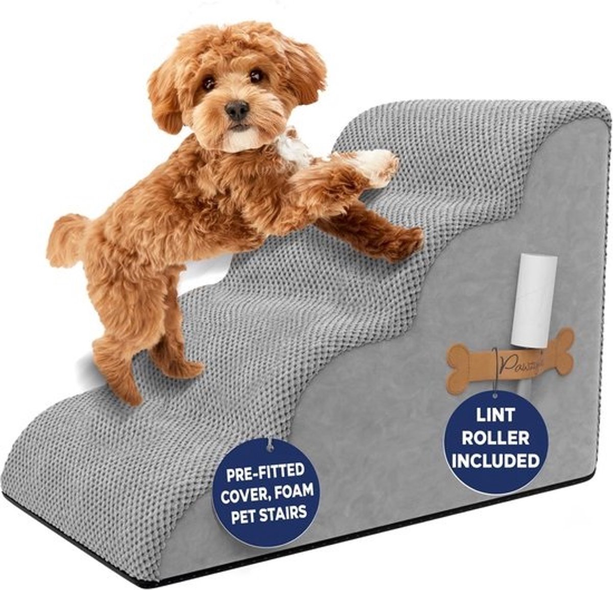 Brede Huisdiertrap voor Bed en Bank - Schuim Trap met Antislip en Waterdichte Hoes