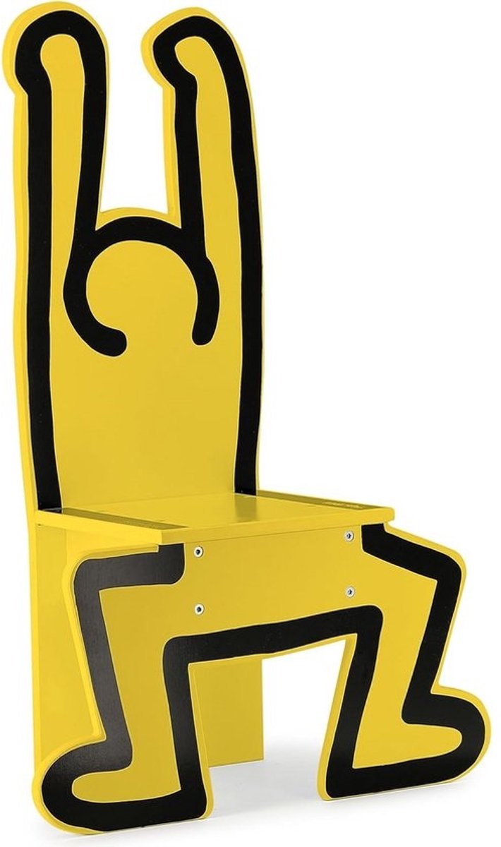 Houten Kinderstoel met Keith Haring Kunst Design - Geel