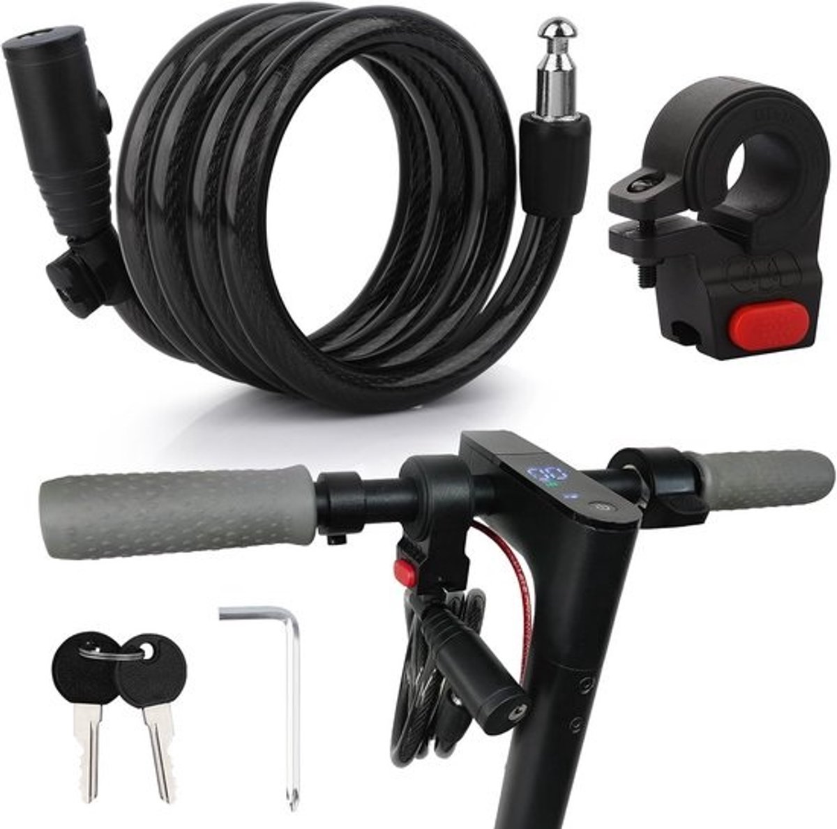 Extra Sterk Stevig Kabel Slot 12mm Dik voor Scooter, Fiets of Motorfiets - Inclusief 2 Sleutels