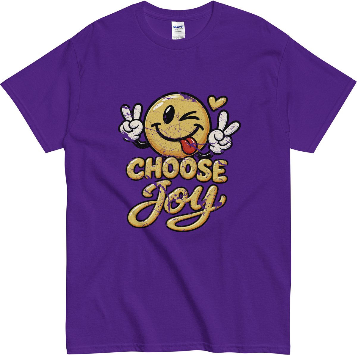 Heren en Dames Tshirt - Vintage Retro Smiley Print en Quote - Paars - M