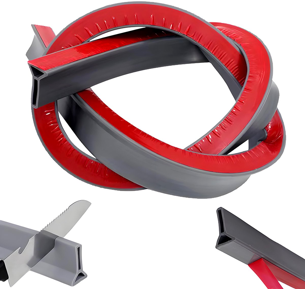 Douchedrempel/Waterkering voor de badkamer - Zelfklevende waterkerende strip - 300*5*3 cm - Waterkering voor de vloer - Badkamerdrempel - Geschikt voor badkamers, keukens en hotels - Grijs