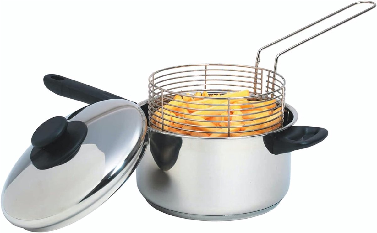 VH Supplies®Frituurpan Inductie - Inductie Friteuse - Frituurmandje - Zilver - Ø 20 cm