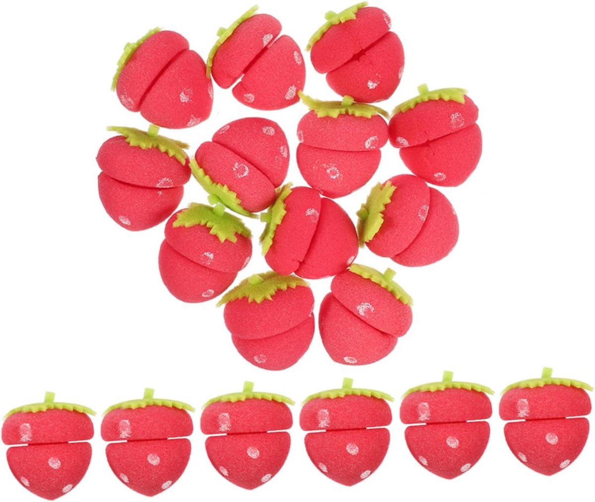 Aardbeien Spons Krulspelden - Zachte rollers - Natuurlijke Krullen Maken - Hittevrij Slapen - 30 Stuks - Rood