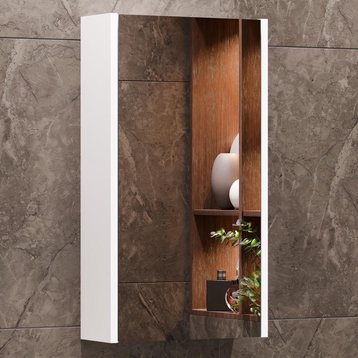 Spiegelkast Badkamer - Opbergkast Wandkast - Badkamer Organisatie - Soft-Close Deuren - 40 cm Breed - Wit