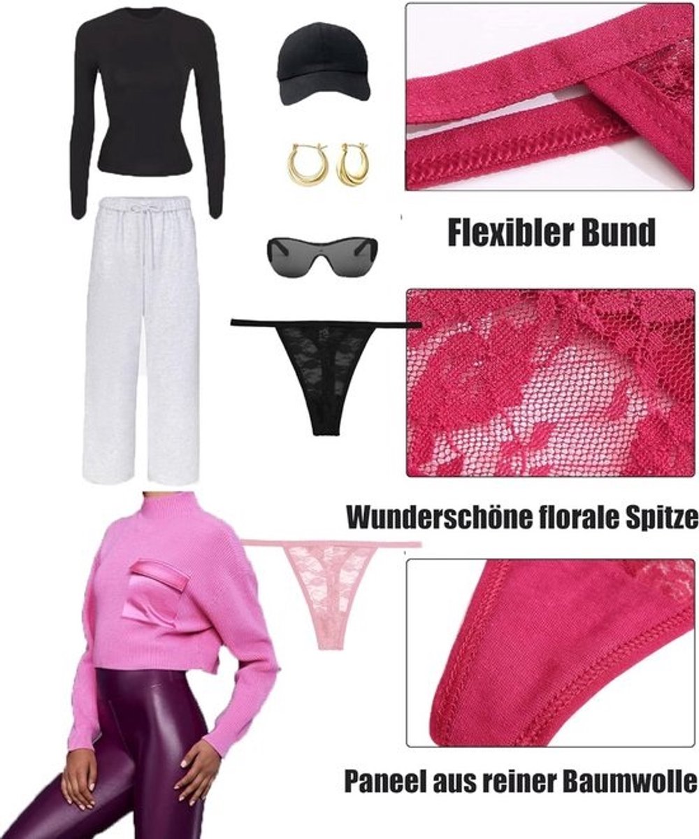 Set van 6 sexy string tanga's voor dames - comfortabel en ademend ondergoed - zachte lingerie