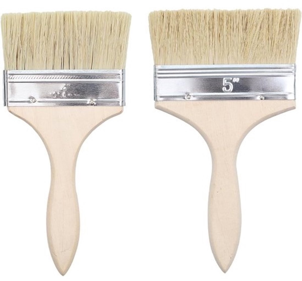 Set van 2 Schilderkwasten Met Houten Handvat - Diverse Maten Voor Muren En Schilderen