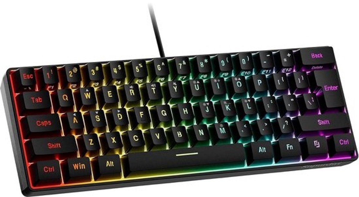 Bedraad 60% Gaming Toetsenbord Compact Mini RGB Verlicht Waterafstotend 61 Toetsen Voor PC en Mac