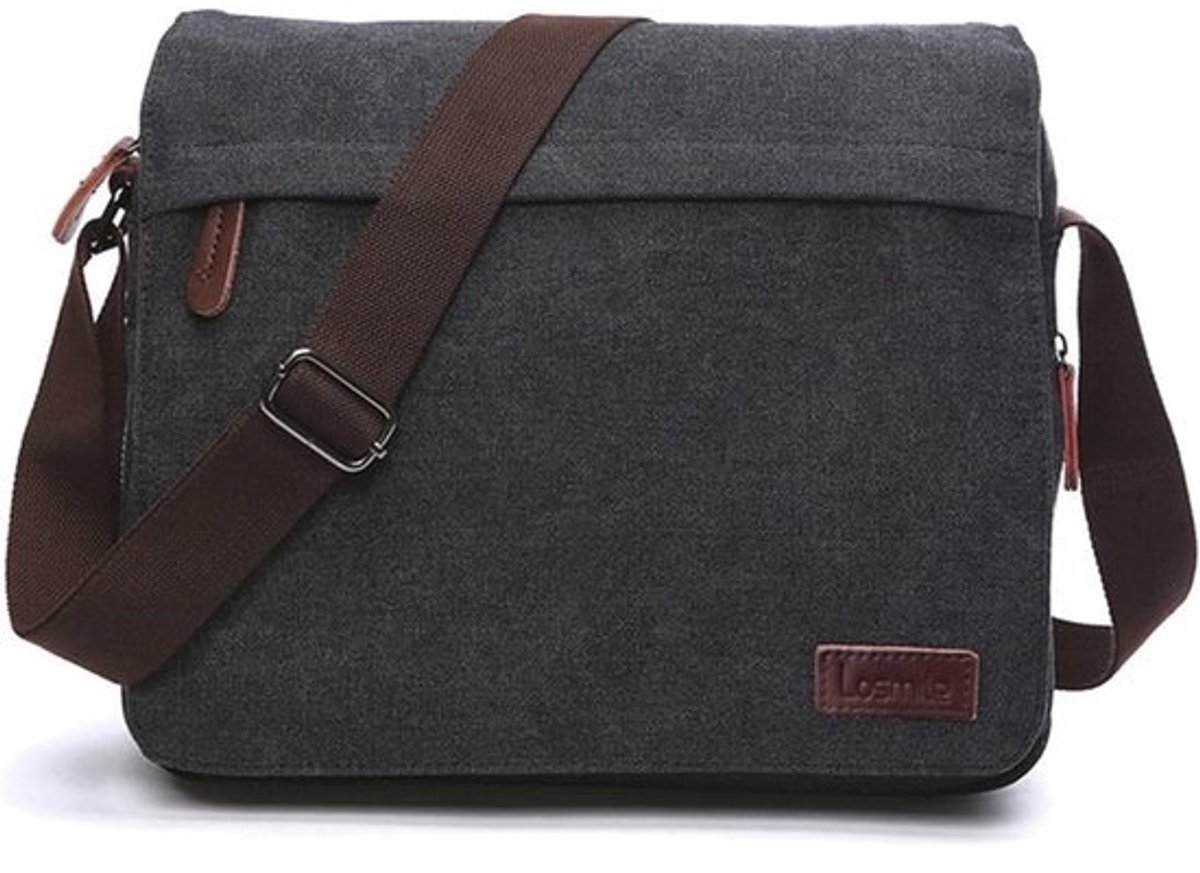 Canvas Schoudertas voor Heren - Laptoptas en Schooltas