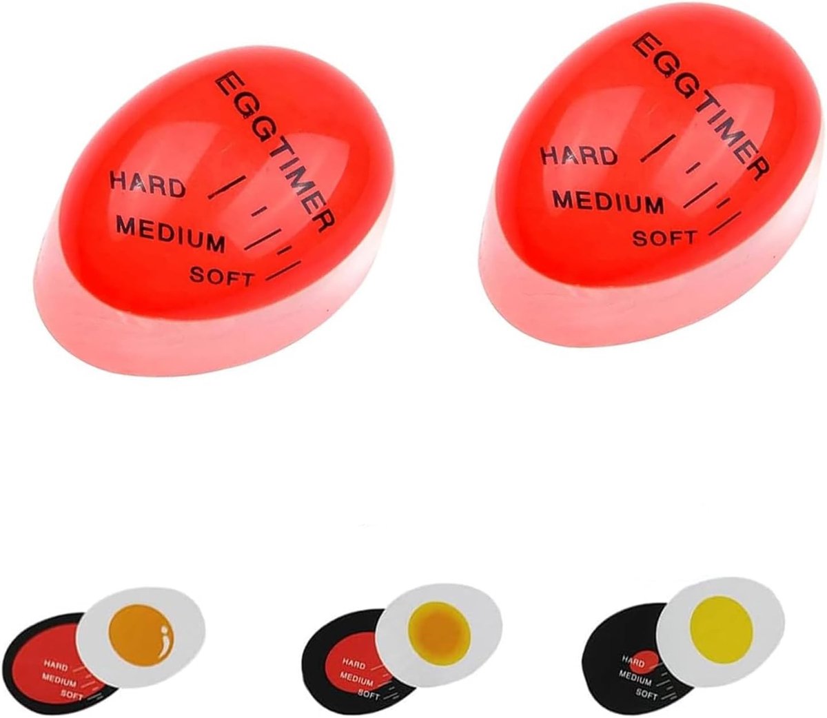 Eiertimer set van 2, kleurveranderende eierkoker timer, duurzame kookhulp voor perfect gekookte eieren