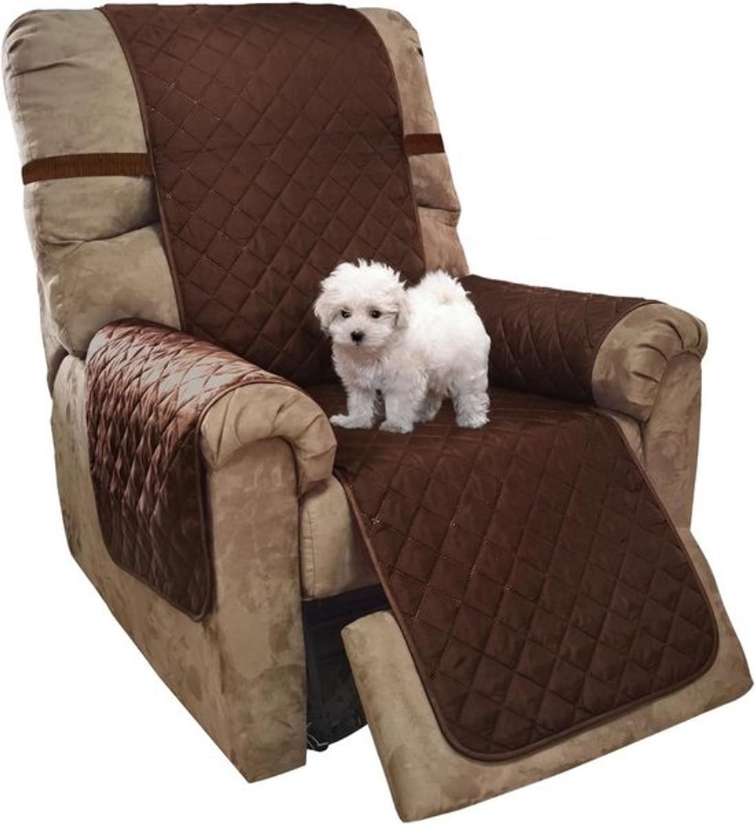 Stoelhoes Fauteuil - Bankhoes Leunstoel - Meubelbescherming Huisdieren - Waterafstotend Gewatteerd - 61 cm Zitbreedte - Bruin